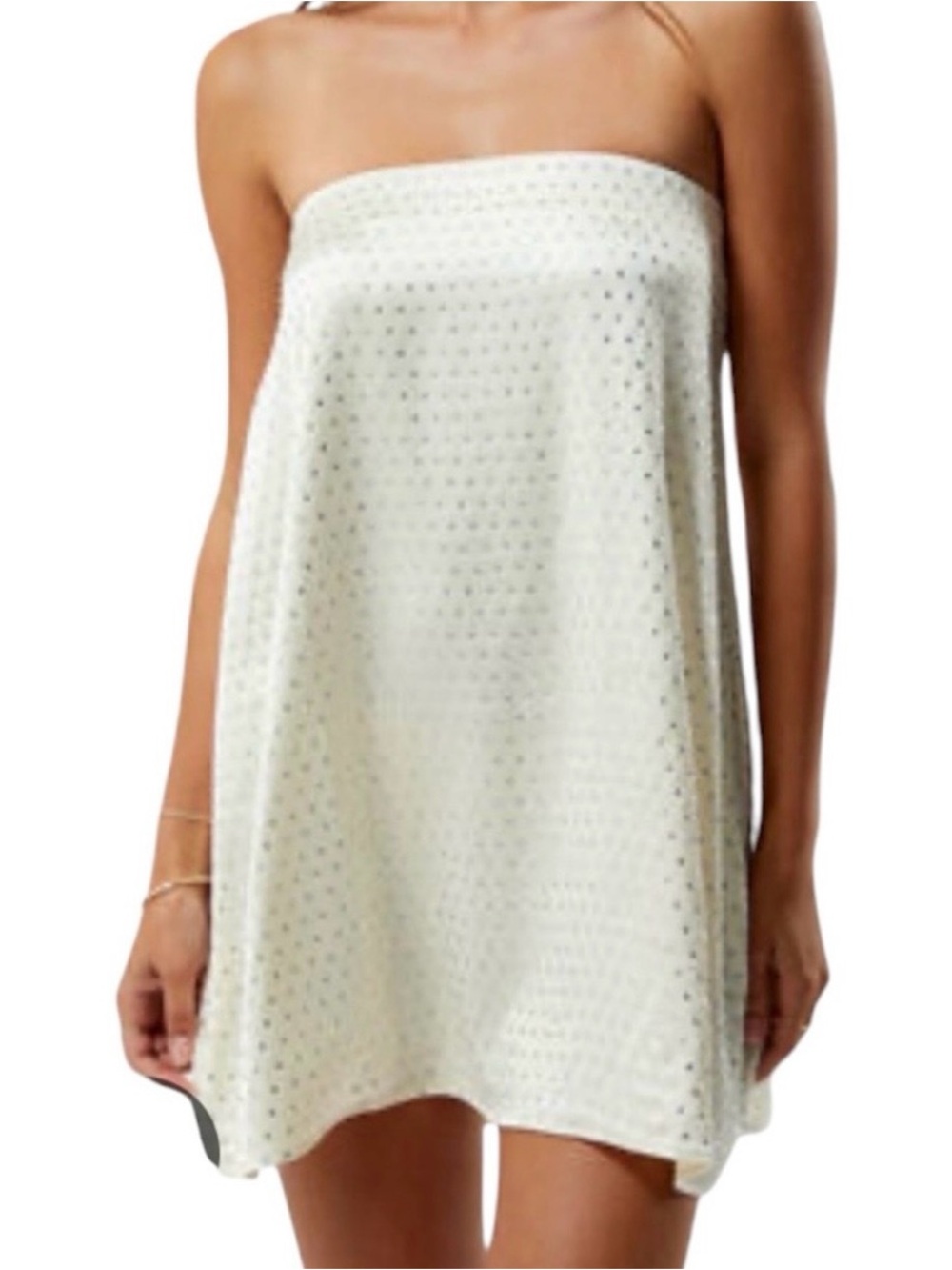 NWT WeWoreWhat Strapless Ivory Eyelet Chemise